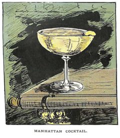 Die erste Abbildung eines Manhattan Cocktails aus Harry Lamores Buch „The Bartender or How to Mix Drinks“ aus dem Jahr 1888.