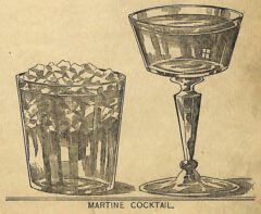 Die erste Abbildung eines Martini Cocktails aus Harry Johnsons Buch „New and Improved Illustrated Bartender’s Manual“ aus dem Jahr 1888.