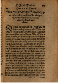 Jacobus Theodorus Tabernaemontanus: Von dem Selterser Sawerbrunnen. 1581.