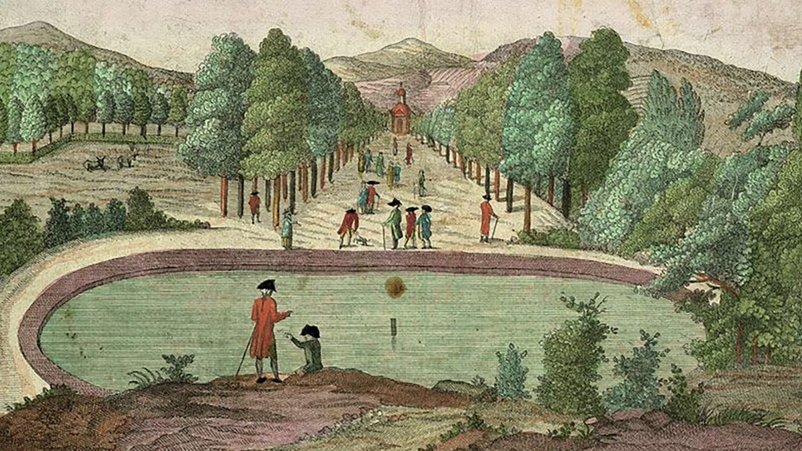 Zweyte Ansicht der Promenadevom Baad zu Pyrmont, um 1780 - Titelbild.