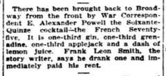 The French Seventyfive. The Washington Herald, 2. Dezember 1915, Seite 10.