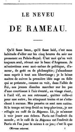 Œuvres inédites de Diderot. Le neveu de Rameau. Voyage de Hollande. 1821, Seite 1.