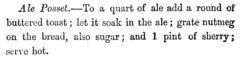 Ale Posset. William Terrington: Cooling Cups and Dainty Drinks. 1869, Seite 199.