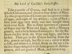 My Lord of Calisle's Sack-Posset. The Closet Of the Eminently Learned Sir Kenelme Digby Kt opened. 1677, Seite 108.